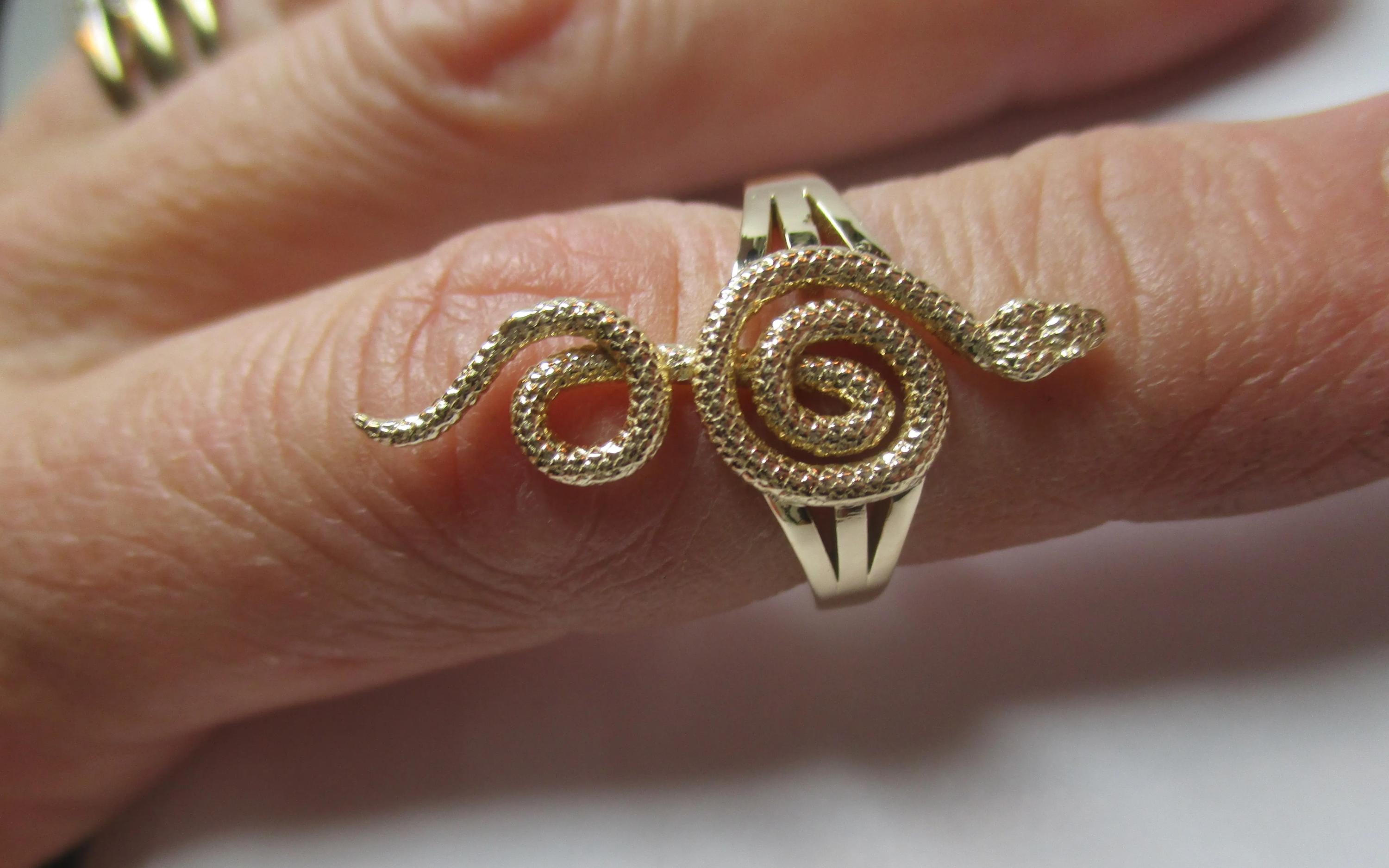 Eyelash Viper Snake Ring, necklace : Solid 14k Gold or Sterling Silver