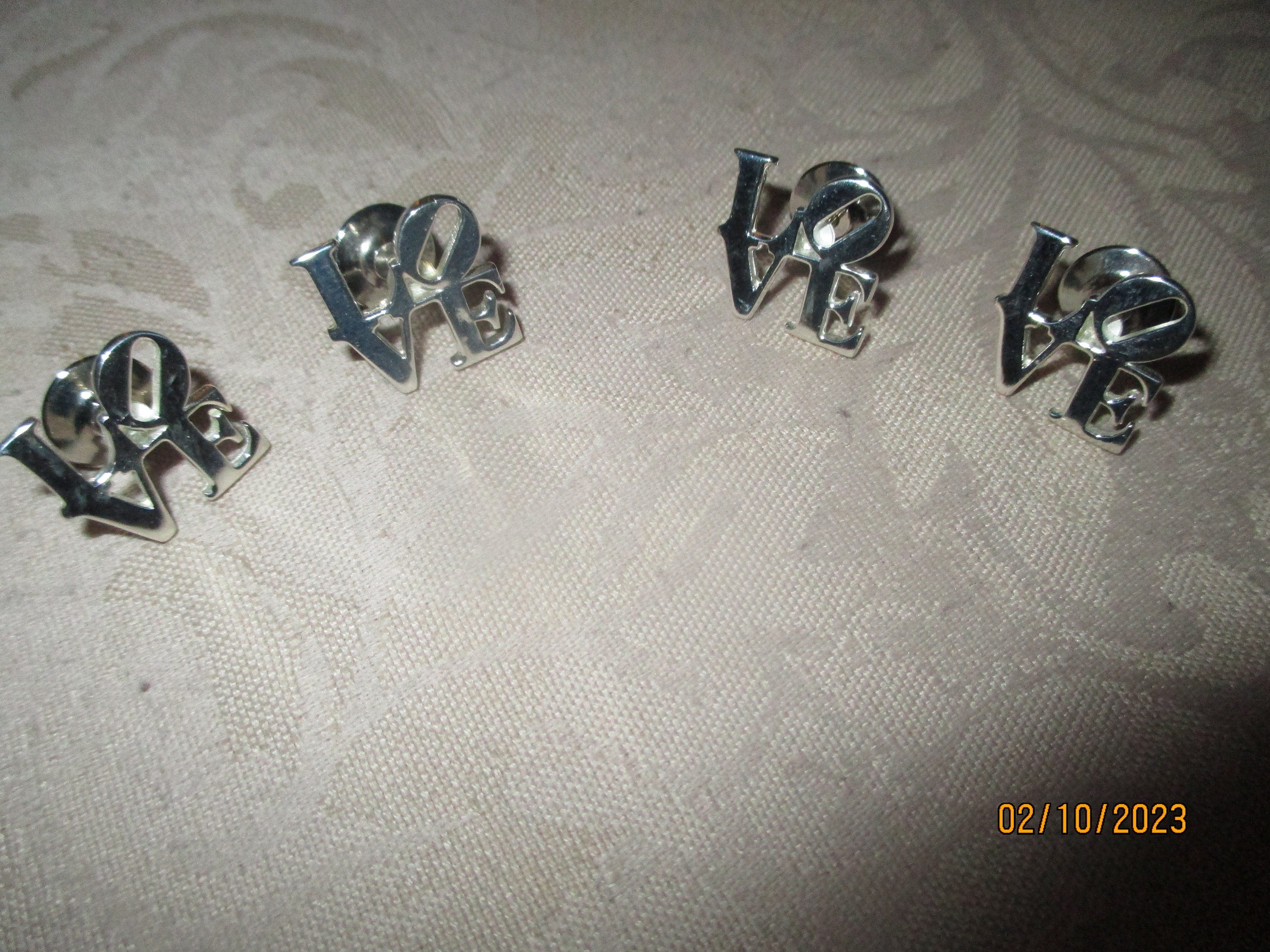 Tie pin LOVE or cuff link custom made in Sterling silver