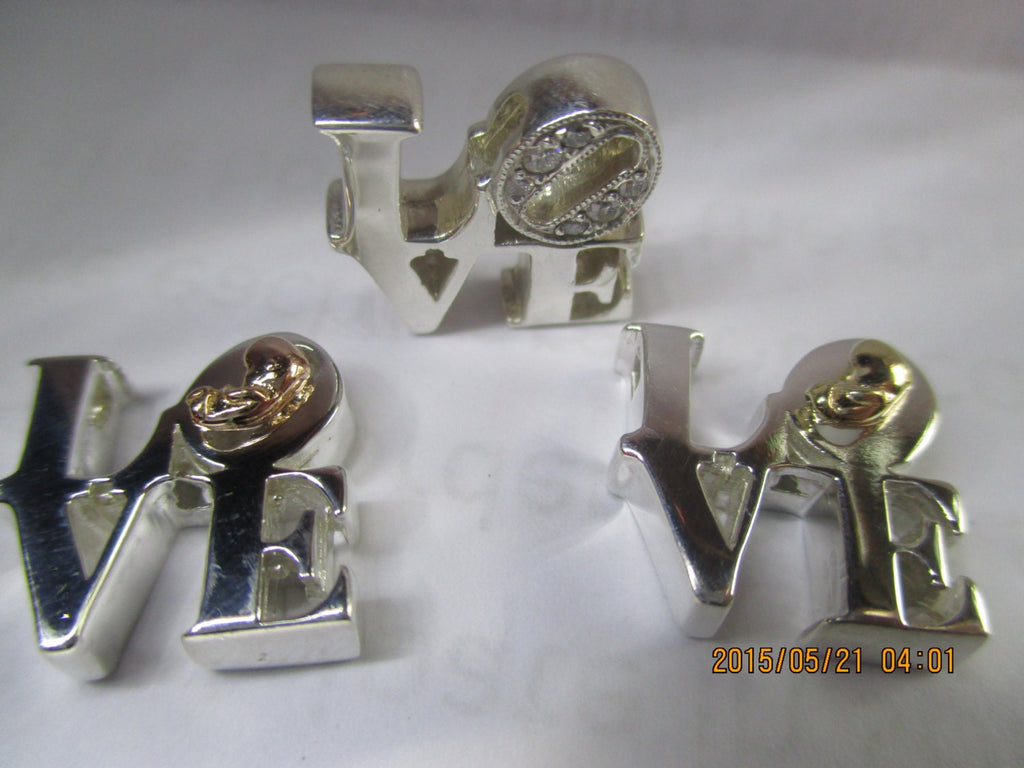 Sterling Silver LOVE Sculpture Necklace: Pregnancy Gift for Mom