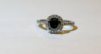 Black Diamond Halo Engagement Ring: 14K White Gold, .43ctw Diamonds
