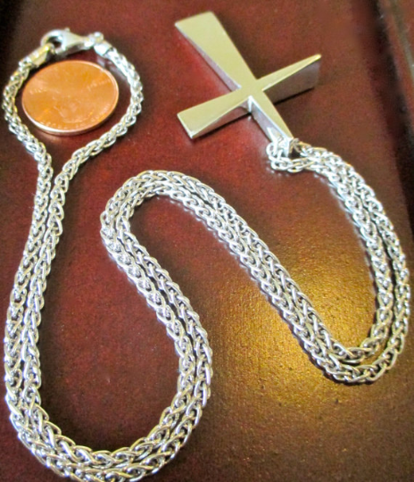 Cross-Carpenters cross  unique handmade modern design in Sterling Silvercan be set with birthstones or gemstones of your choice. Custom engraving available.