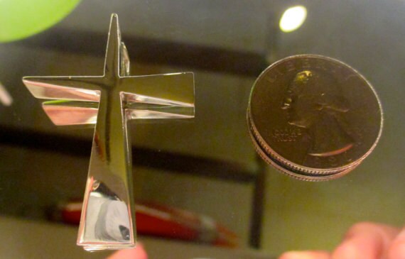 Cross-Carpenters cross  unique handmade modern design in Sterling Silvercan be set with birthstones or gemstones of your choice. Custom engraving available.