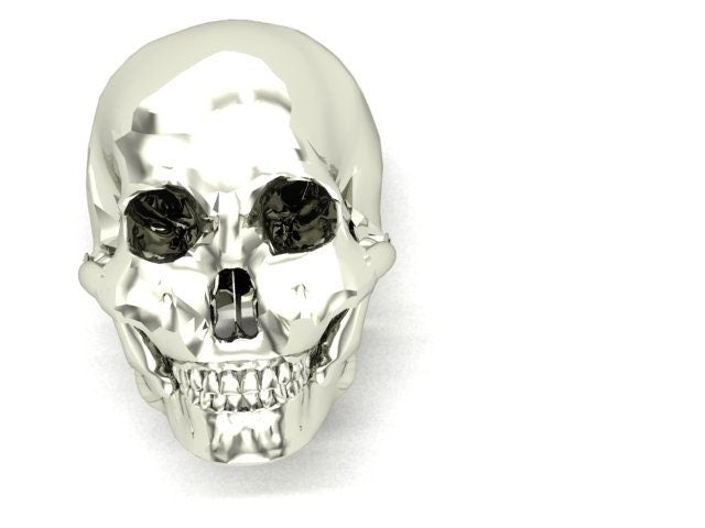 Skull Earrings: custom higly detailed Sterling Silver or 14K Studs with Black Diamond Eyes