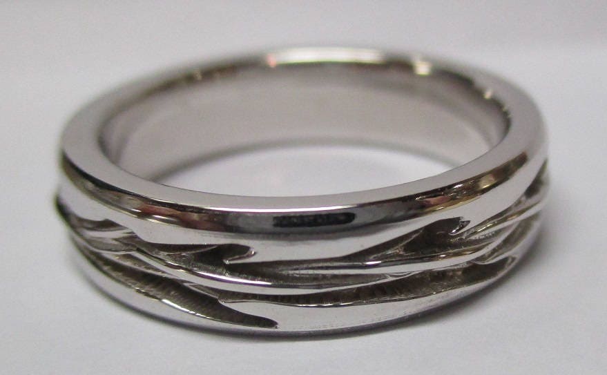 Crown of Thorns Sterling Silver Wedding Band – Wide Band Ring