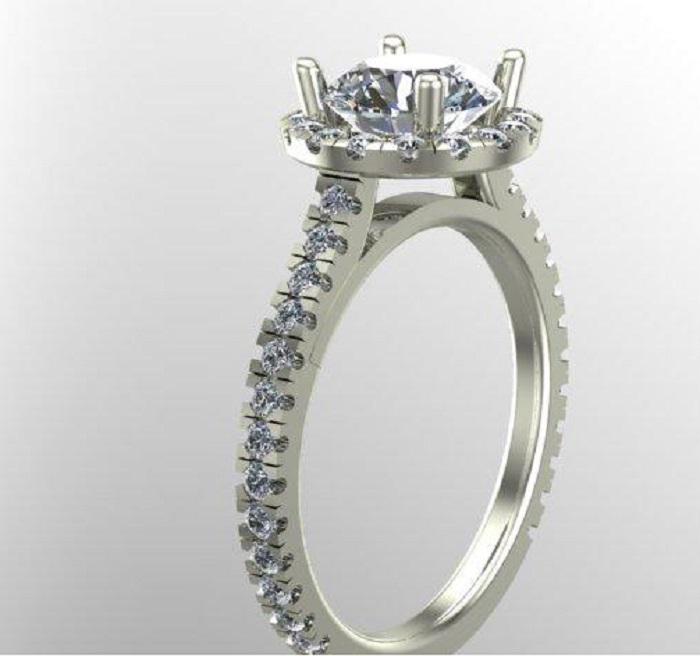 Black Diamond Halo Engagement Ring: 14K White Gold, .43ctw Diamonds