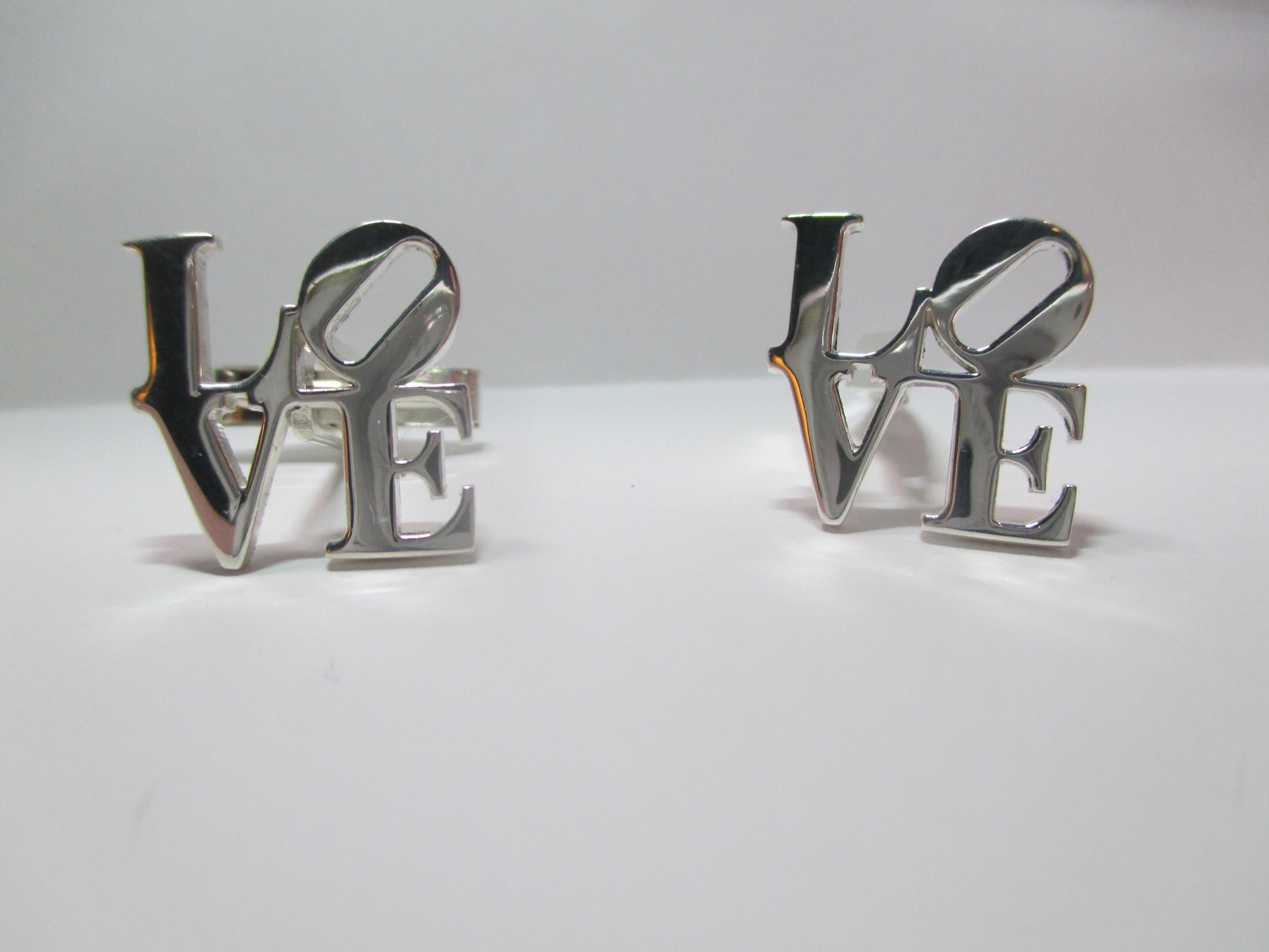 Tie pin LOVE or cuff link custom made in Sterling silver