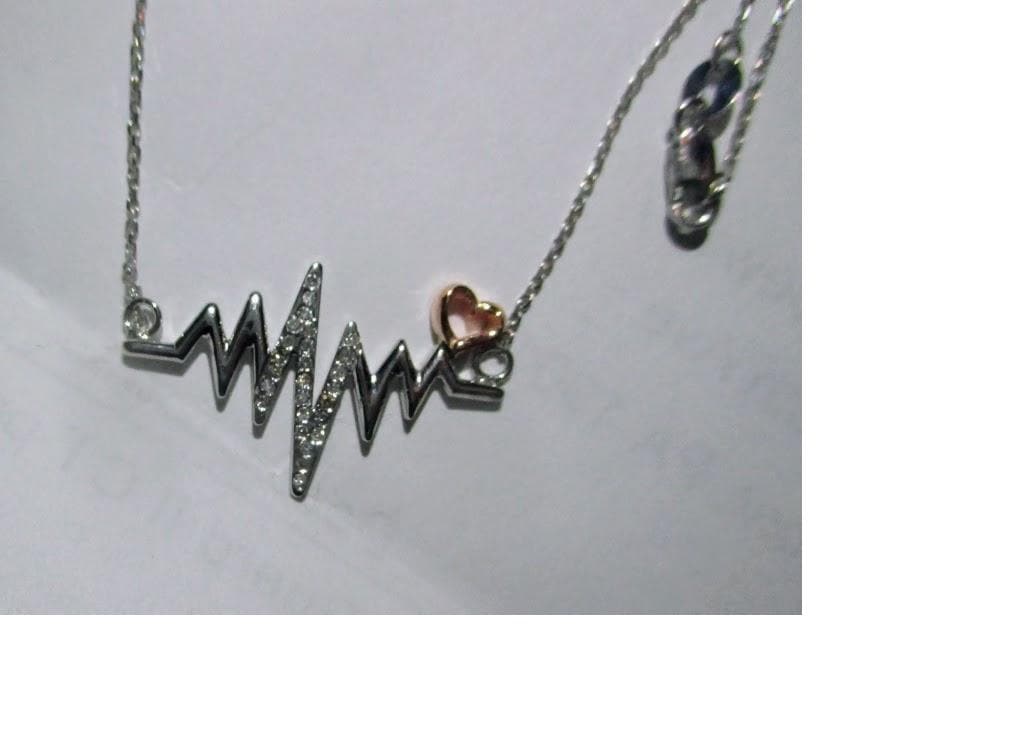 14K Gold Diamond Heartbeat Necklace, Handmade Anniversary Gift