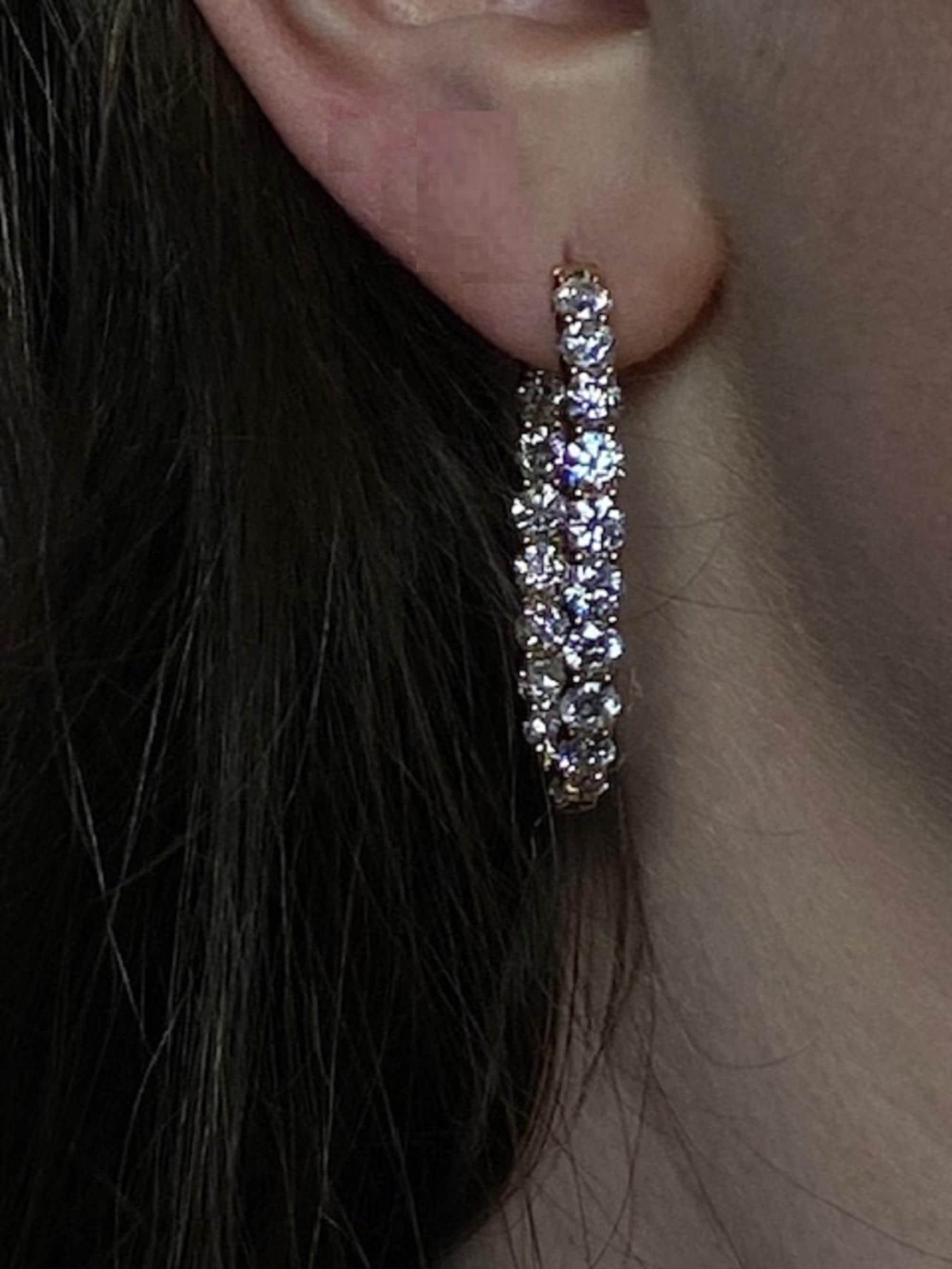 Hoops- 14K Gold Lab-Grown Diamond Inside-Out Hoop Earrings: F/G Color, SI Clarity