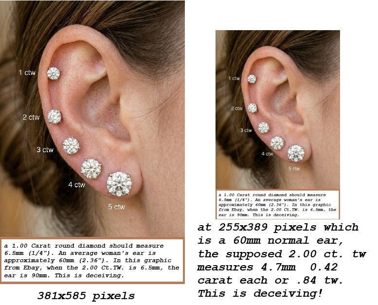 Lab Grown Diamond studs, many sizes, 14K gold with screw backs