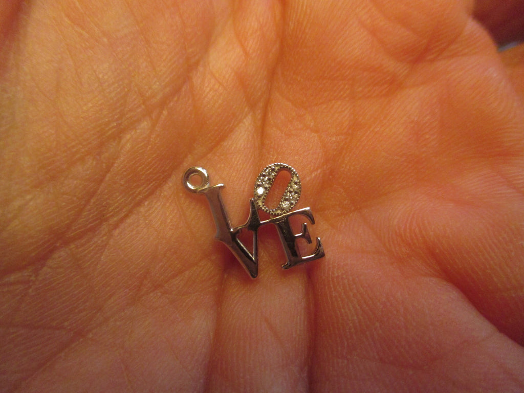 Diamond LOVE Pendant Necklace: Petite 10 mm version in 14K Gold or Sterling Silver