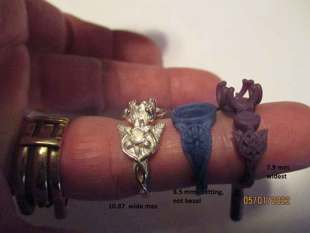Elvish 14K White Gold Ring: Blue Topaz, Diamond, Leaves & Vines