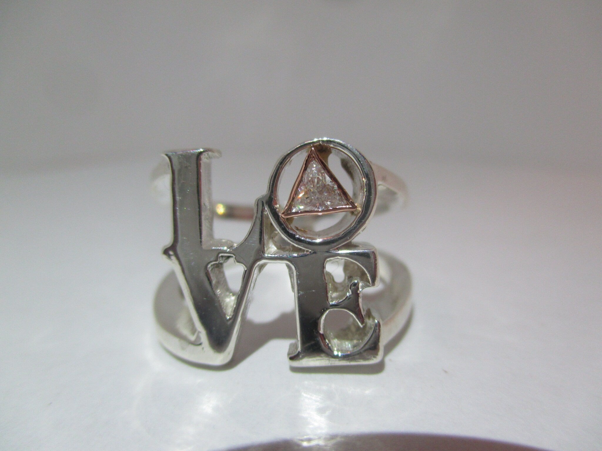 Sober Anniversary Gift recovery AA NA Love Ring in sterling silver