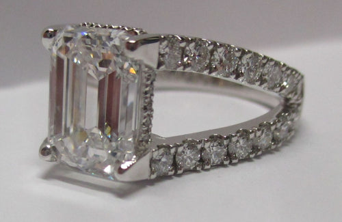2.00 to 3.00 Carat D color VVS1 Emerald cut Diamond engagement ring solitaire