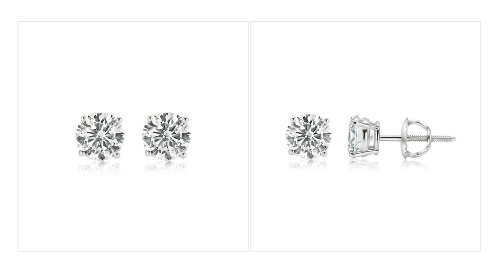 Lab Grown Diamond studs, many sizes, 14K gold with screw backs